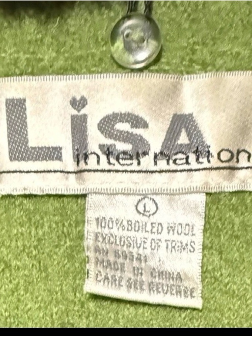 Lisa Int Vintage Green Vest with Black Fur RemovableCollar and Horse Appliqués - Picture 9 of 10